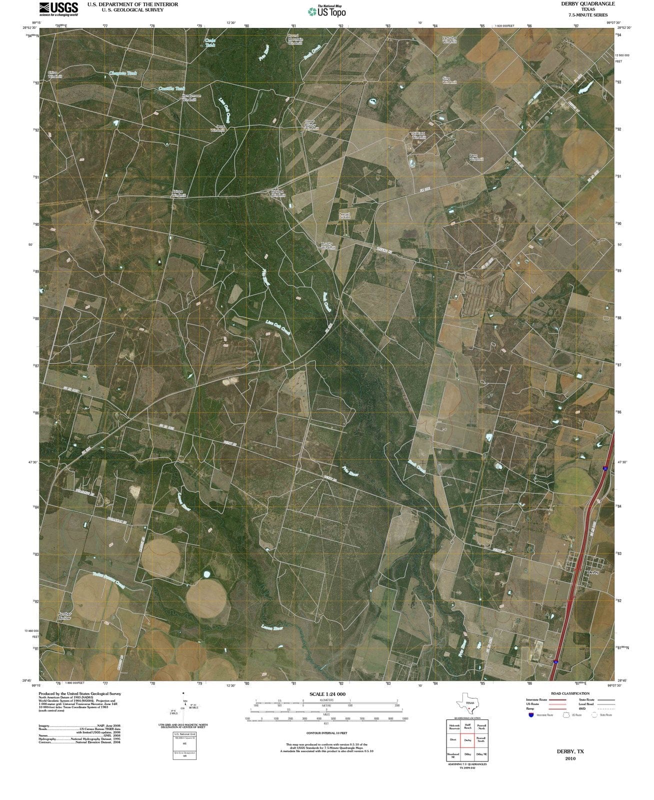 2010 Derby, TX - Texas - USGS Topographic Map