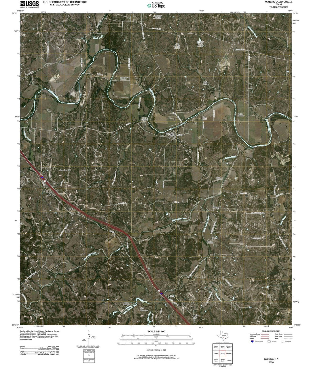 2010 Waring, TX - Texas - USGS Topographic Map