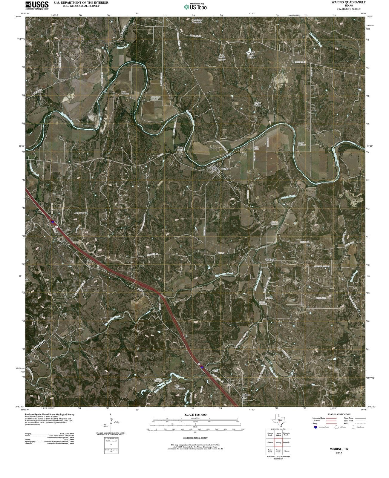 2010 Waring, TX - Texas - USGS Topographic Map