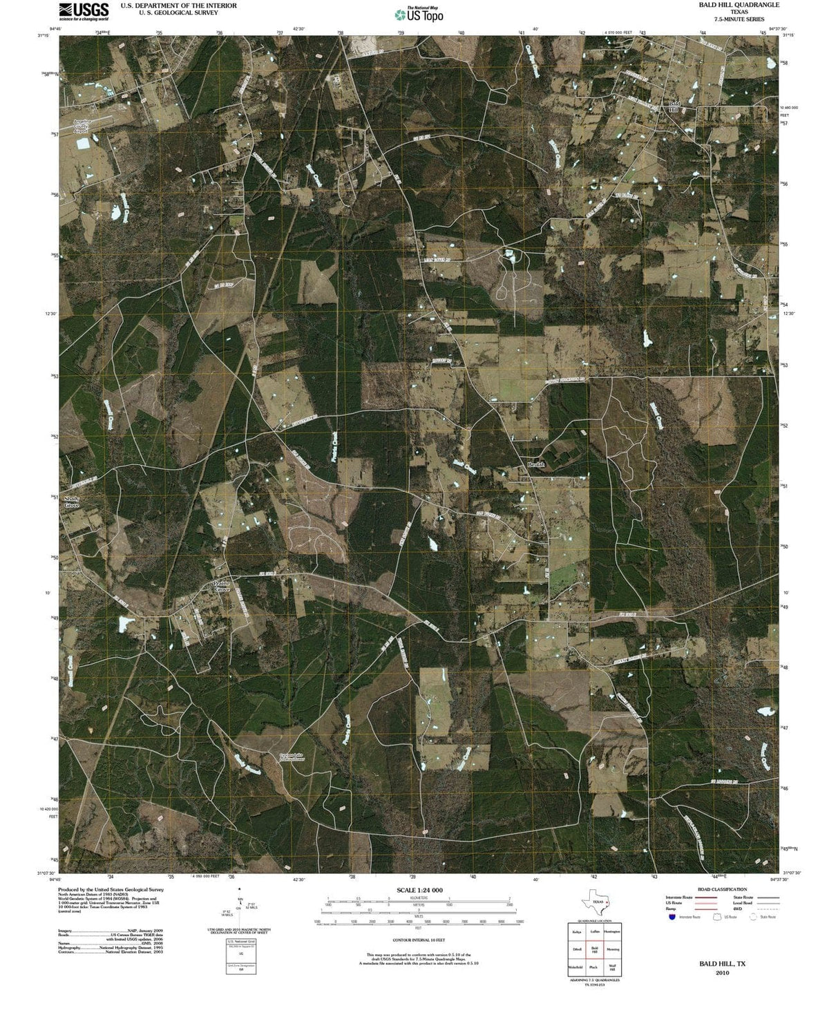 2010 Bald Hill, TX - Texas - USGS Topographic Map