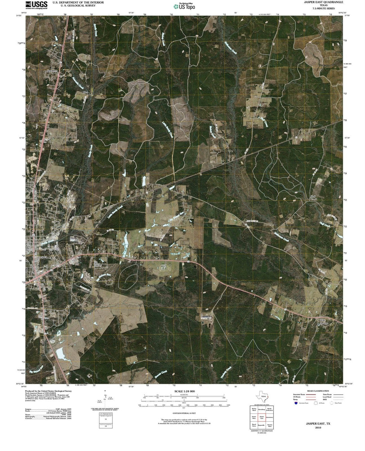 2010 Jasper East, TX - Texas - USGS Topographic Map