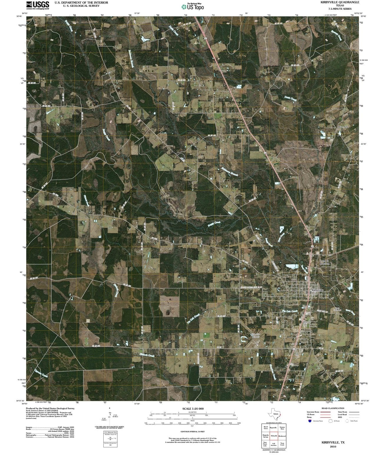 2010 Kirbyville, TX - Texas - USGS Topographic Map