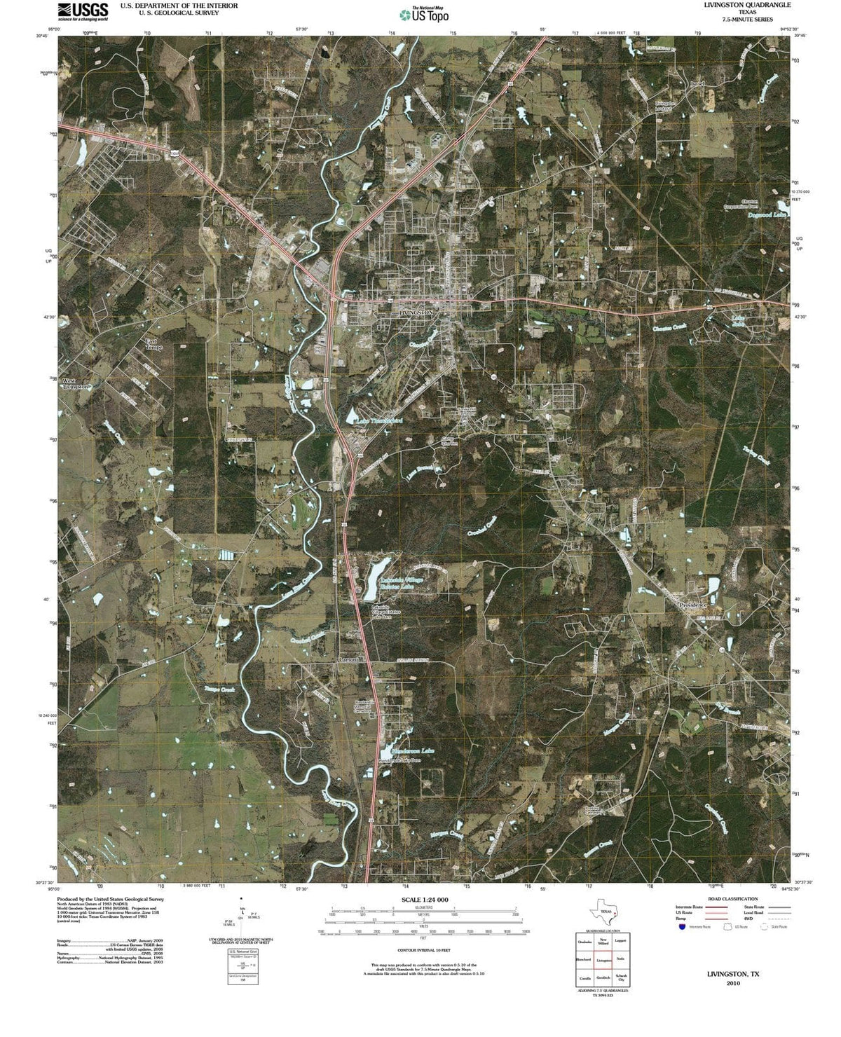 2010 Livingston, TX - Texas - USGS Topographic Map