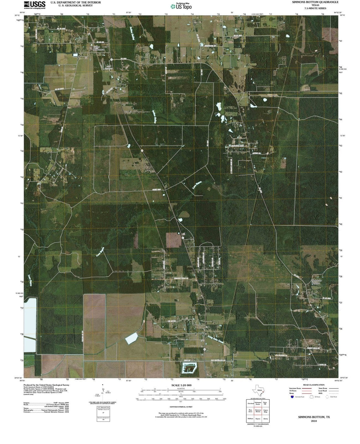 2010 Simmons Bottom, TX - Texas - USGS Topographic Map