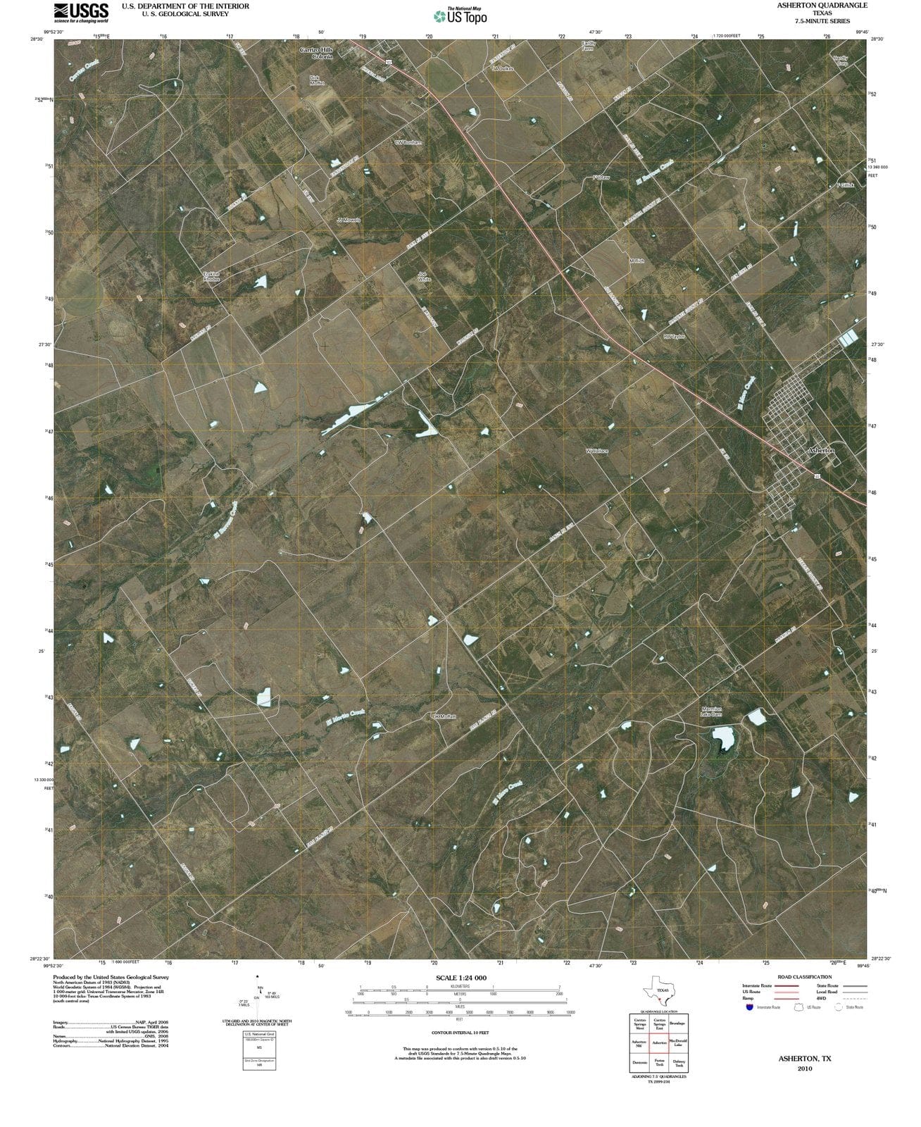 2010 Asherton, TX - Texas - USGS Topographic Map