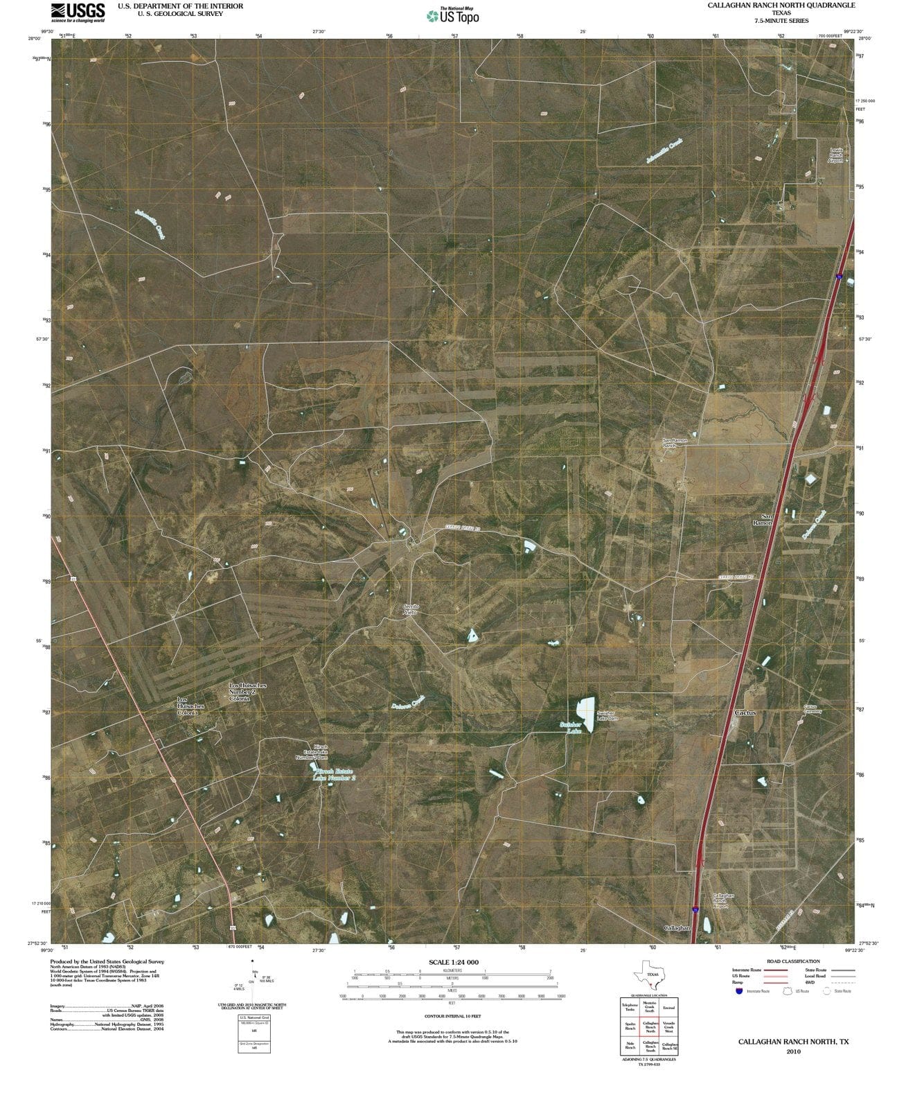 2010 Callaghan Ranch North, TX - Texas - USGS Topographic Map