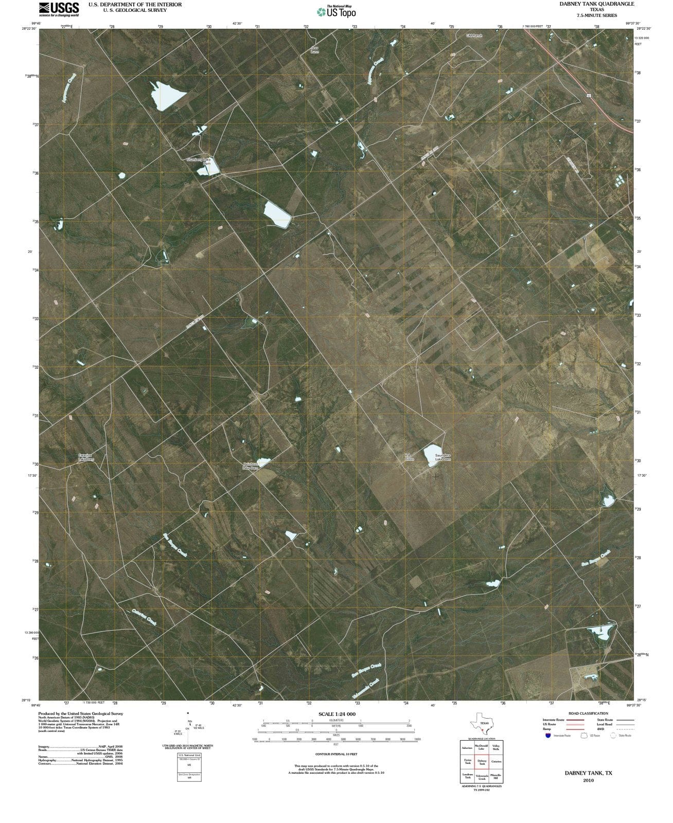 2010 Dabney Tank, TX - Texas - USGS Topographic Map
