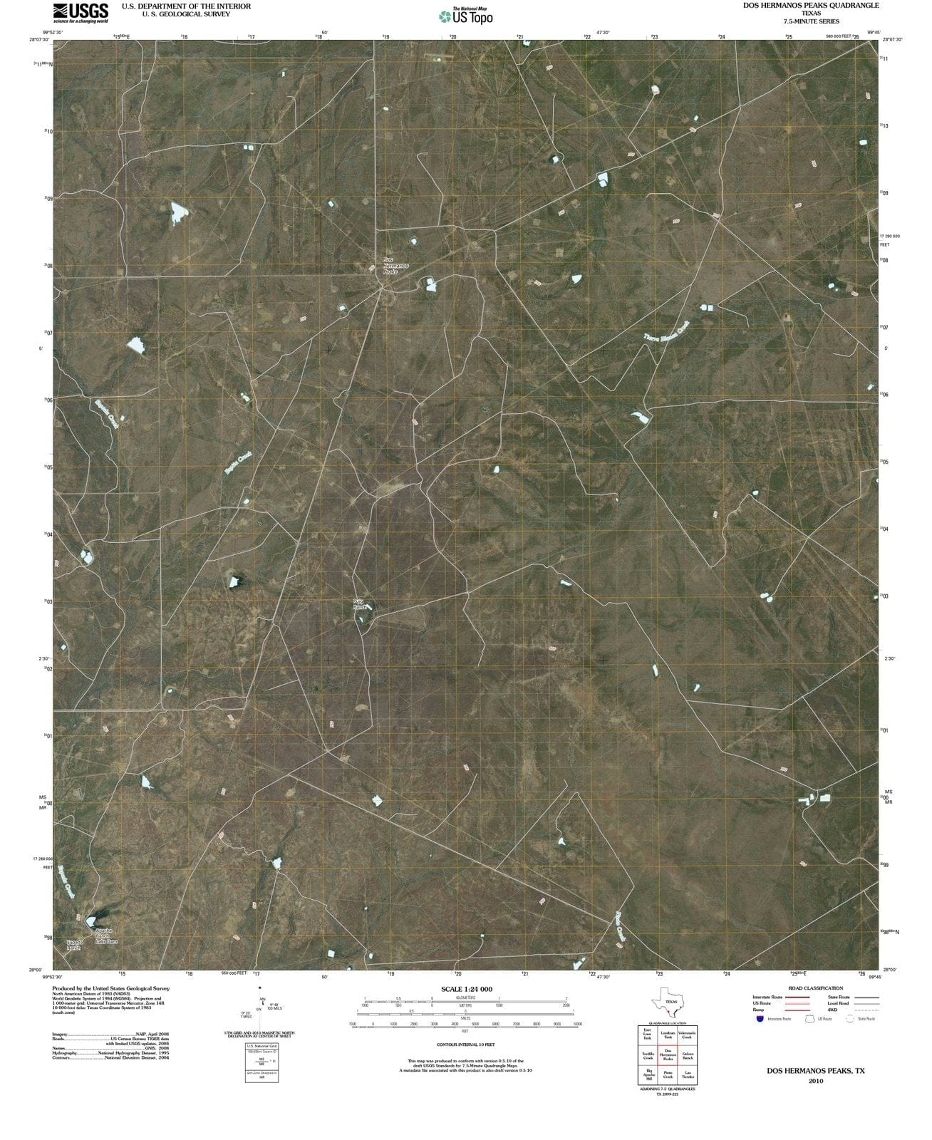 2010 Dos Hermanos Peaks, TX - Texas - USGS Topographic Map