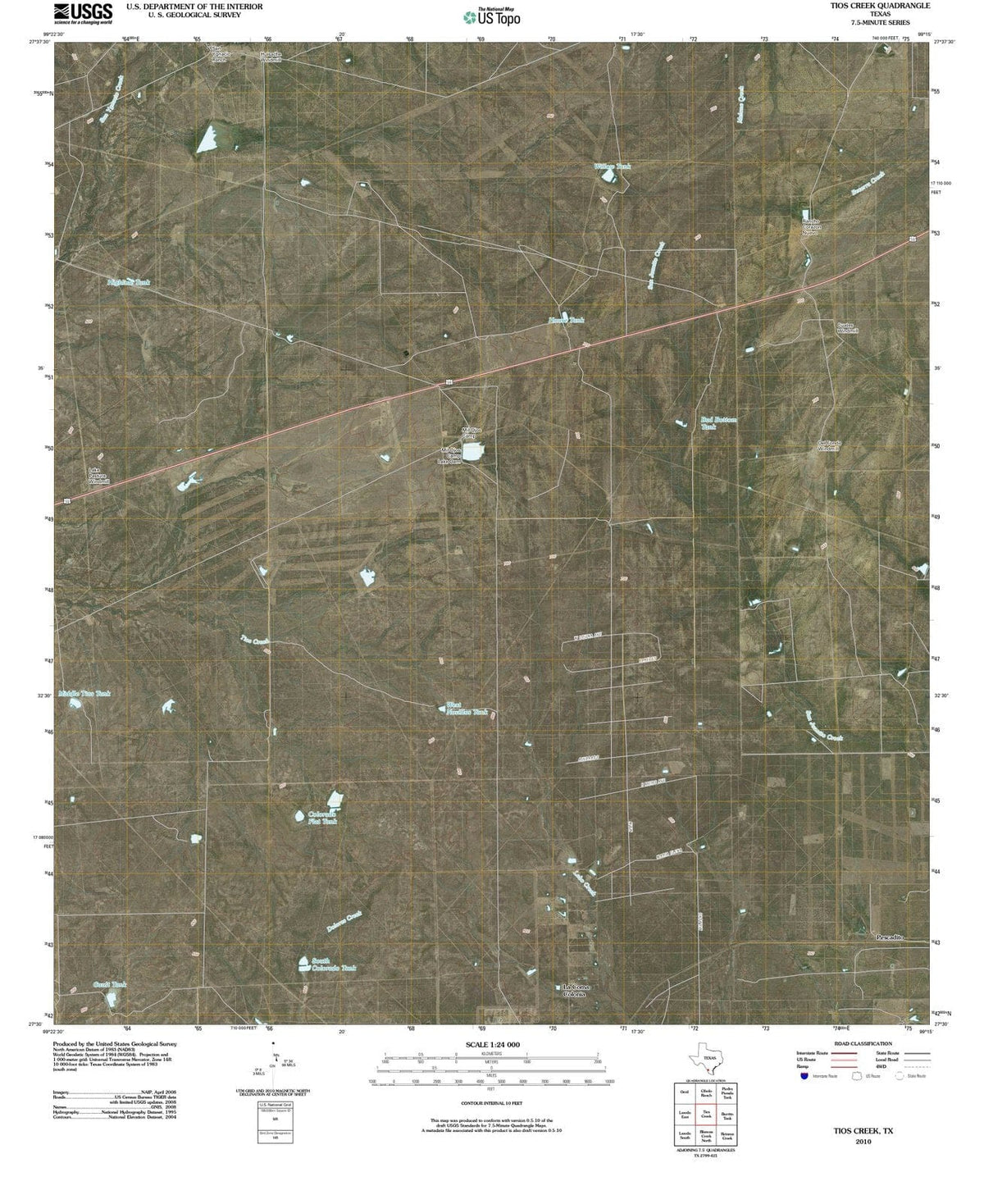 2010 Tios Creek, TX - Texas - USGS Topographic Map
