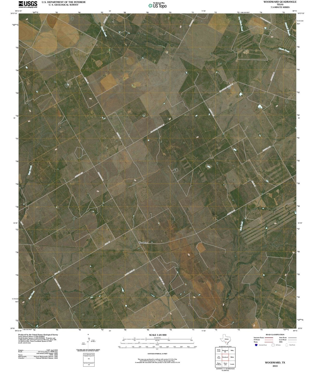 2010 Woodward, TX - Texas - USGS Topographic Map