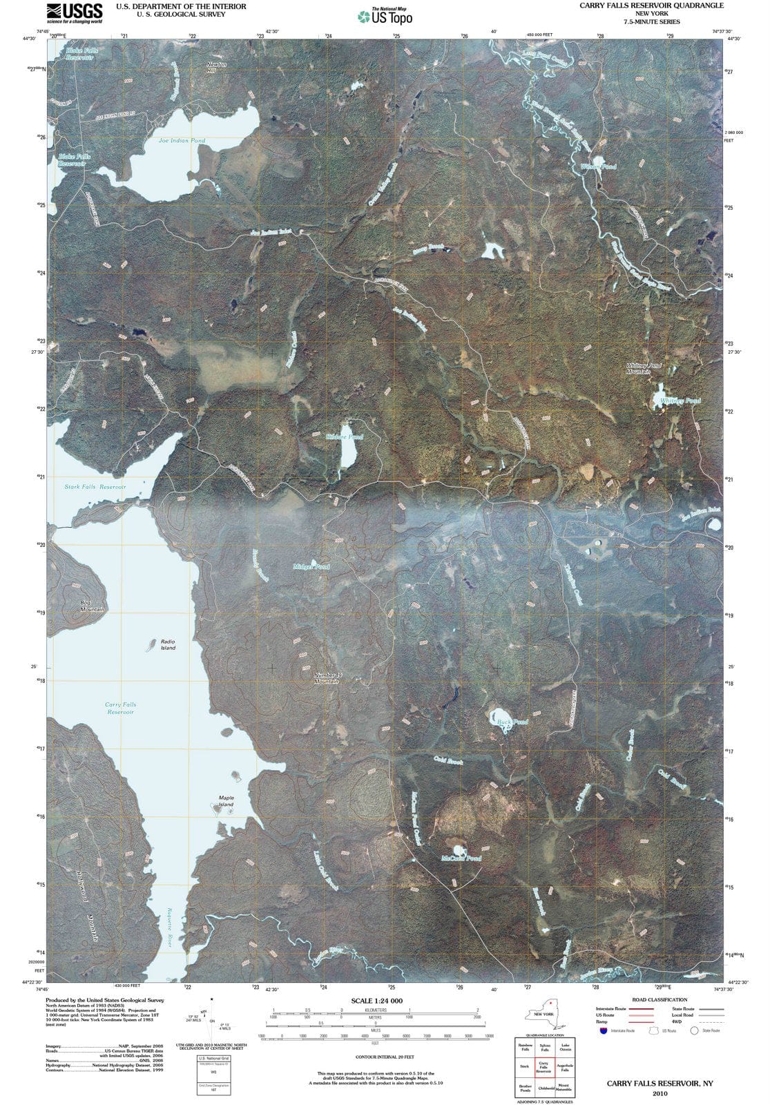 2010 Carry Falls Reservoir, NY - New York - USGS Topographic Map