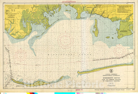 Historic Nautical Map - Mississippi Sound : Pass Aux Herons Channel To Pascagoula Channel, 1947 NOAA Chart - Vintage Wall Art