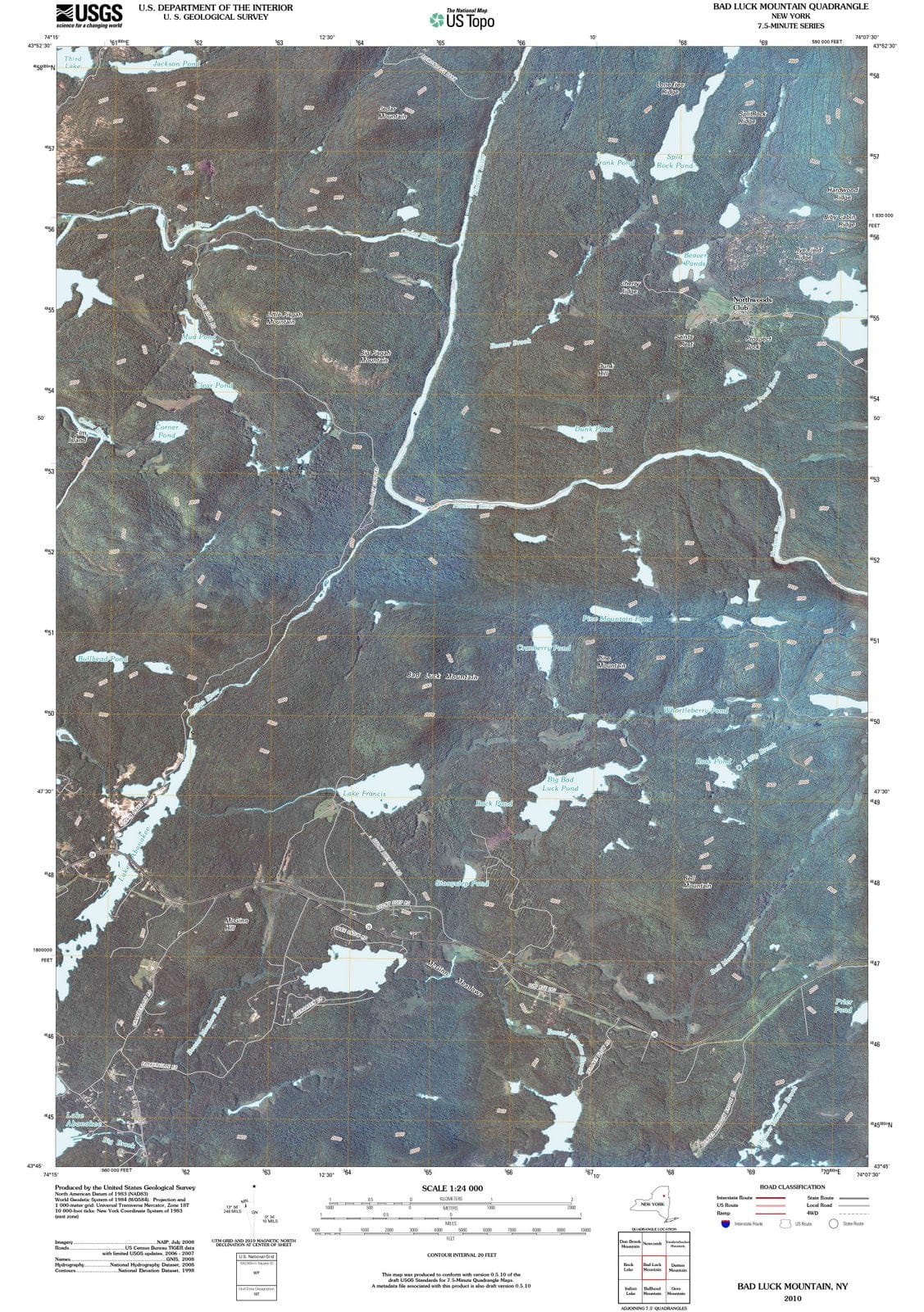2010 Bad Luck Mountain, NY - New York - USGS Topographic Map