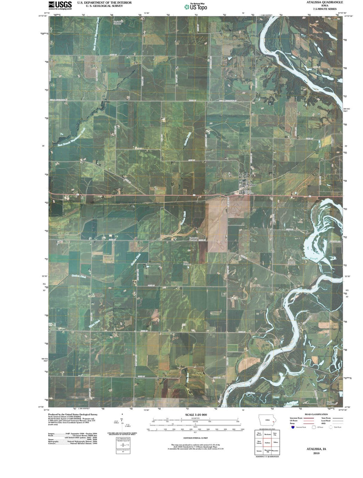 2010 Atalissa, IA - Iowa - USGS Topographic Map
