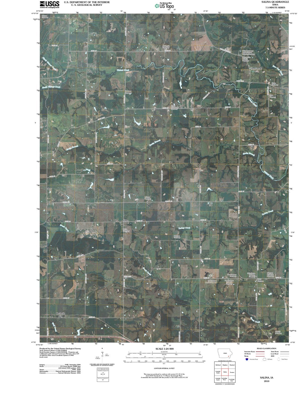 2010 Salina, IA - Iowa - USGS Topographic Map