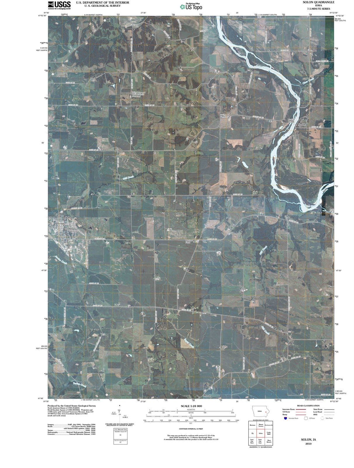 2010 Solon, IA - Iowa - USGS Topographic Map