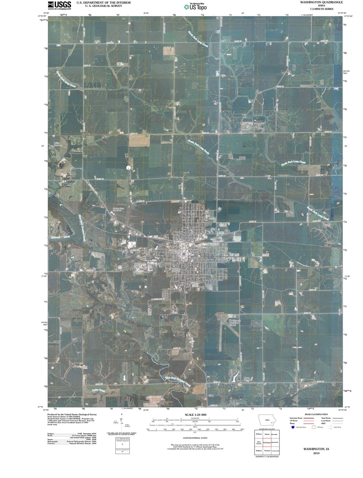2010 Washington, IA - Iowa - USGS Topographic Map