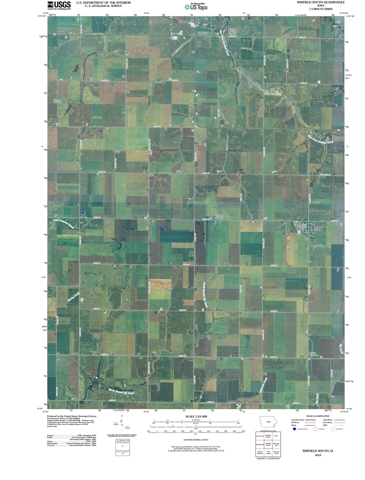 2010 Winfield South, IA - Iowa - USGS Topographic Map