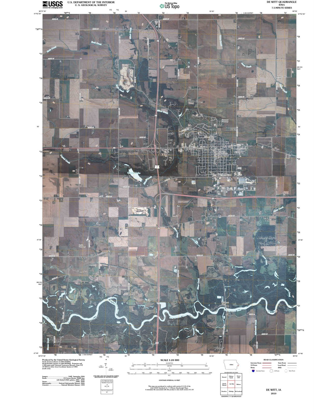 2010 De WITT, IA - Iowa - USGS Topographic Map