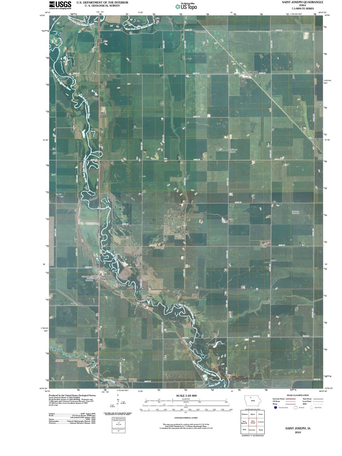 2010 Saint Joseph, IA - Iowa - USGS Topographic Map