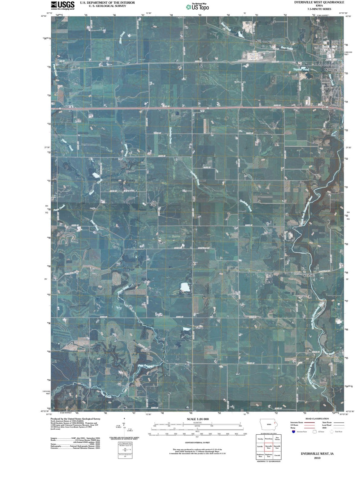2010 Dyersville West, IA - Iowa - USGS Topographic Map