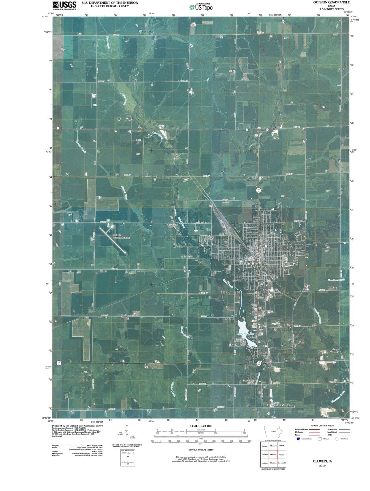 2010 Oelwein, IA - Iowa - USGS Topographic Map