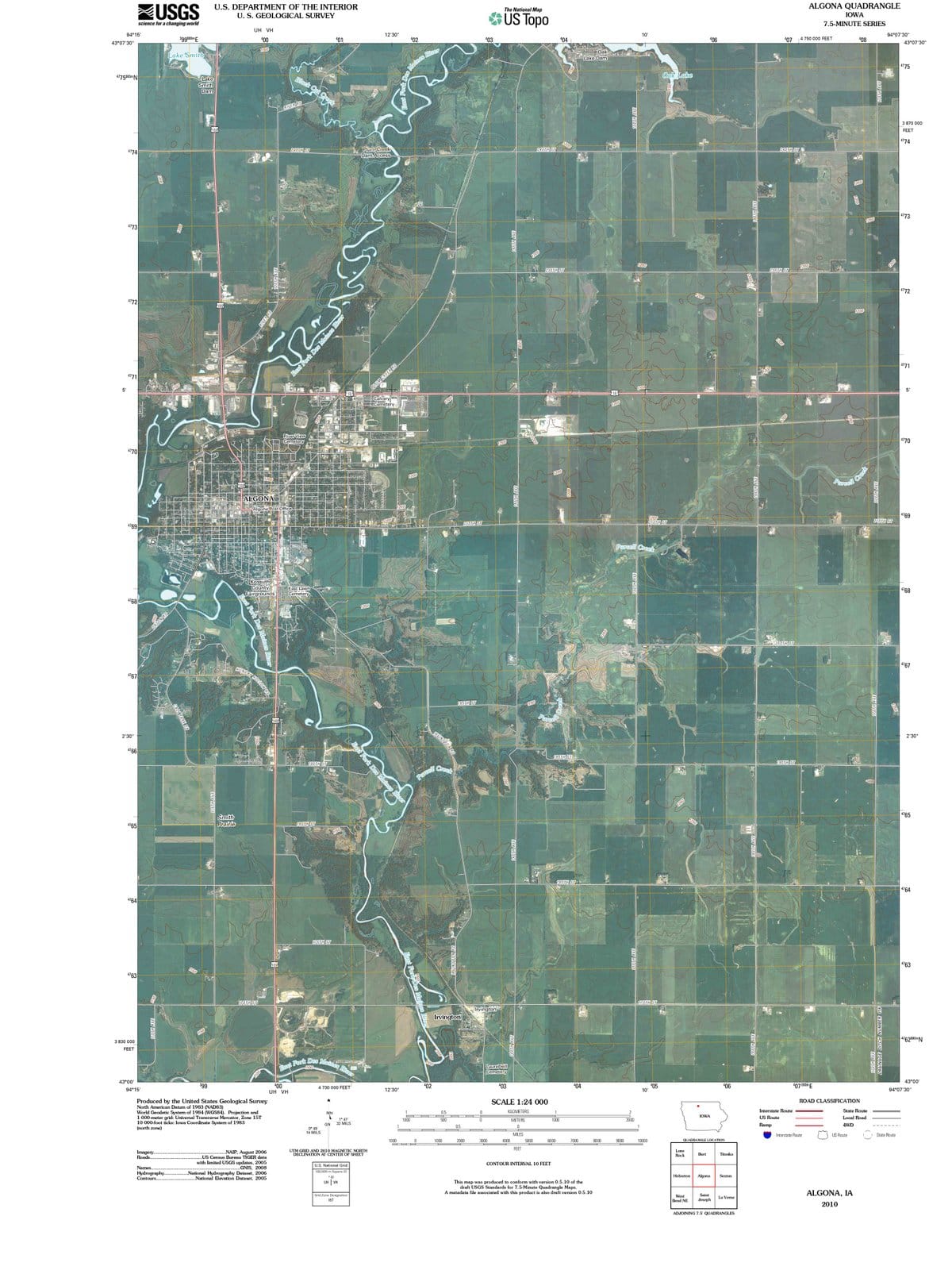 2010 Algona, IA - Iowa - USGS Topographic Map