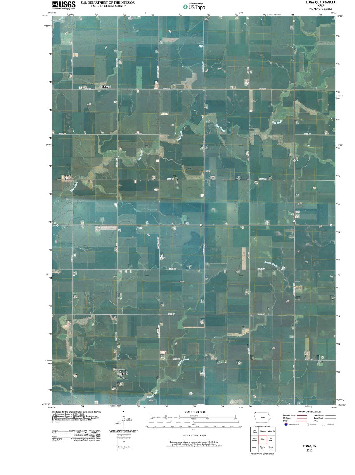 2010 Edna, IA - Iowa - USGS Topographic Map