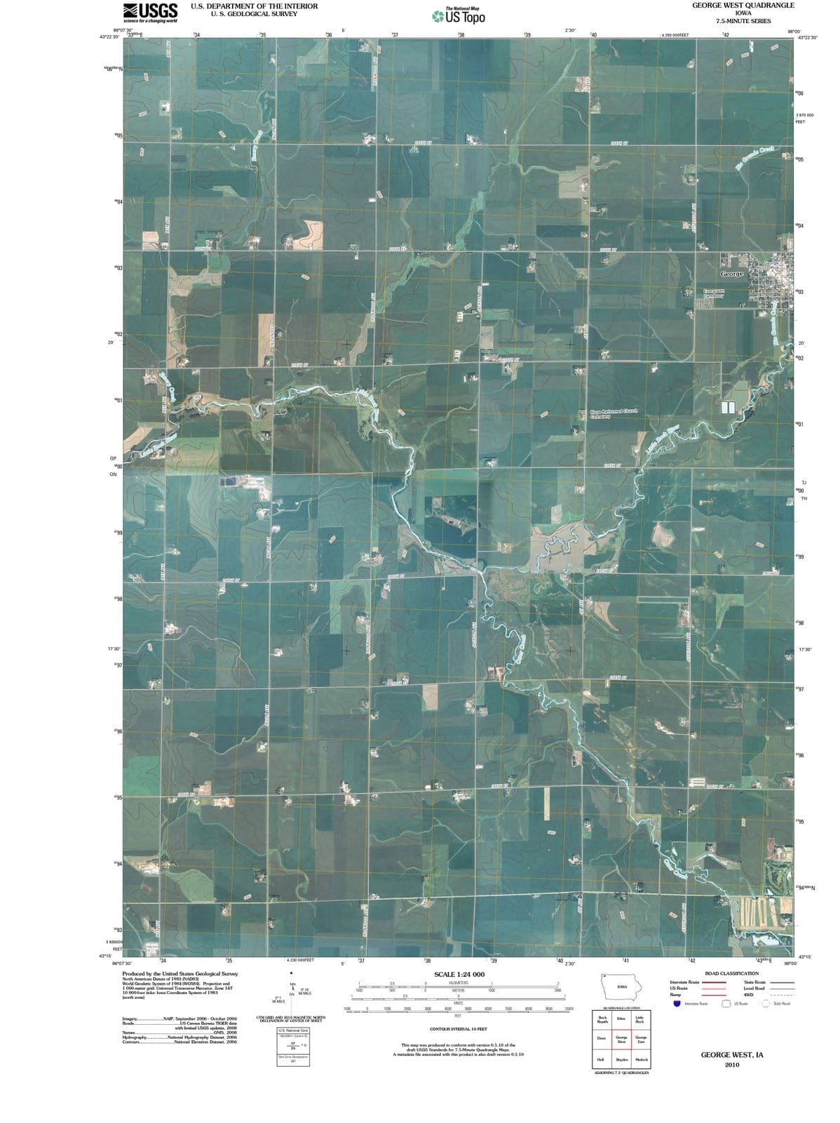 2010 George West, IA - Iowa - USGS Topographic Map