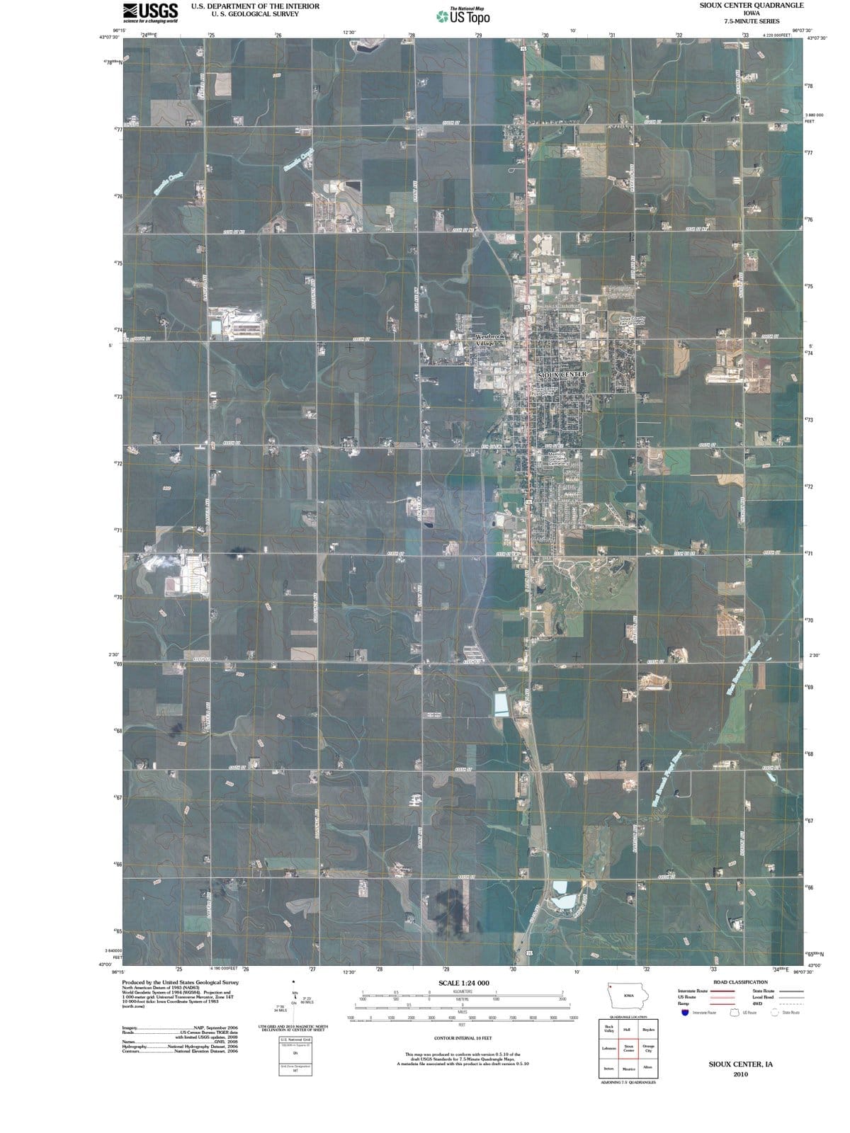 2010 Sioux Center, IA - Iowa - USGS Topographic Map