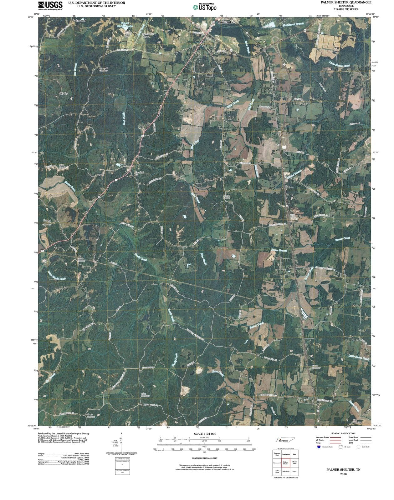 2010 Palmer Shelter, TN - Tennessee - USGS Topographic Map