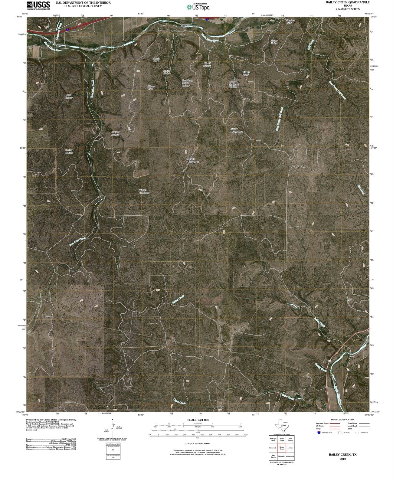 2010 Bailey Creek, TX - Texas - USGS Topographic Map