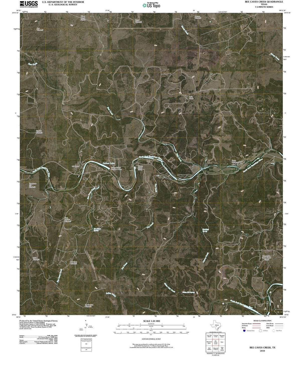 2010 Bee Caves Creek, TX - Texas - USGS Topographic Map
