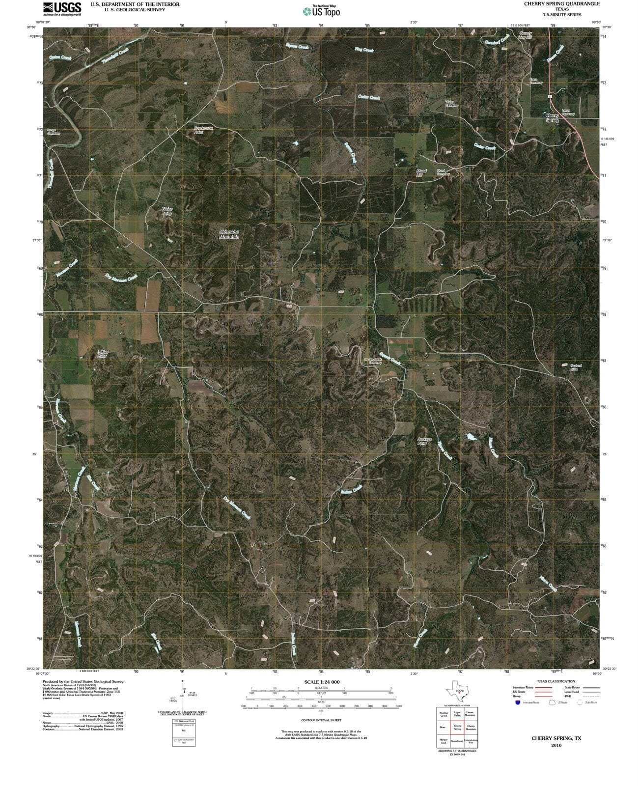 2010 Cherry Spring, TX - Texas - USGS Topographic Map