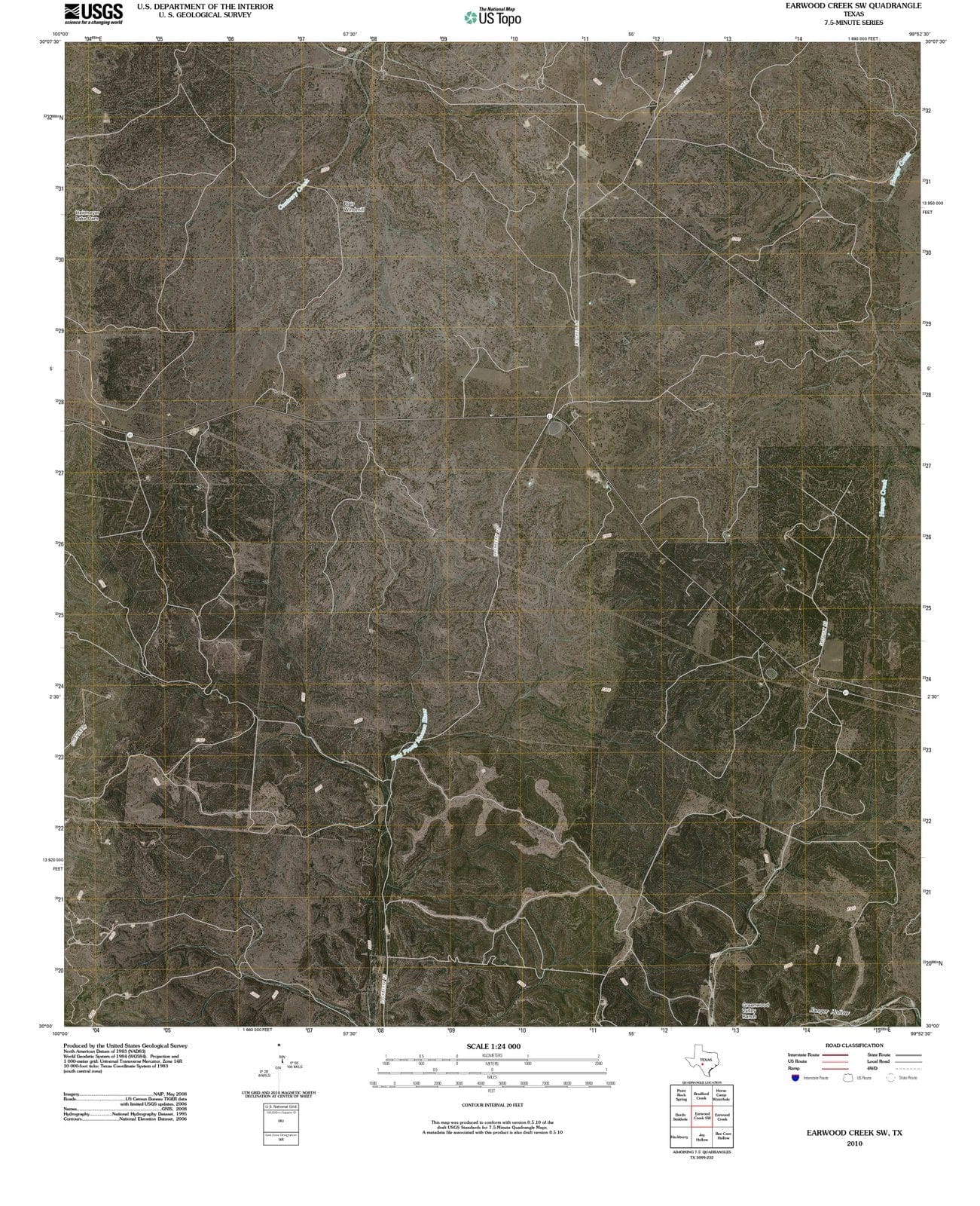 2010 Earwood Creek, TX - Texas - USGS Topographic Map