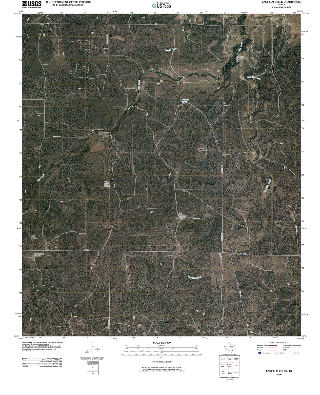 2010 East Elm Creek, TX - Texas - USGS Topographic Map