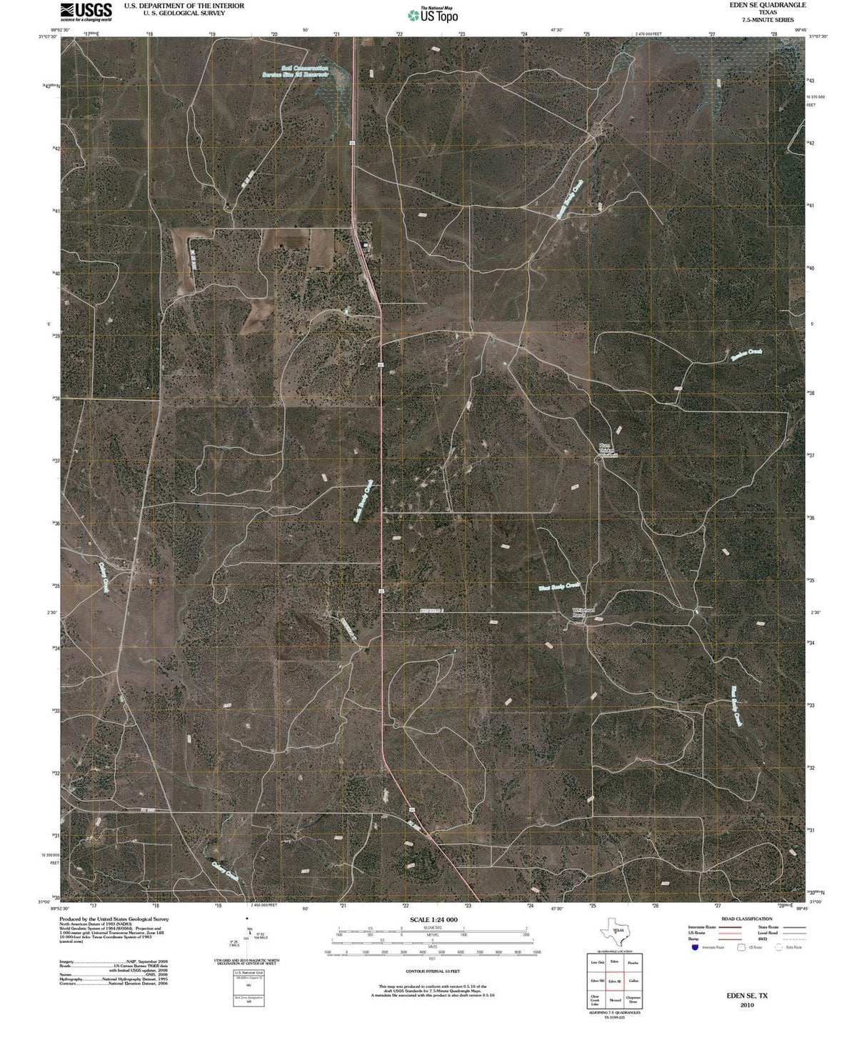 2010 Eden, TX - Texas - USGS Topographic Map