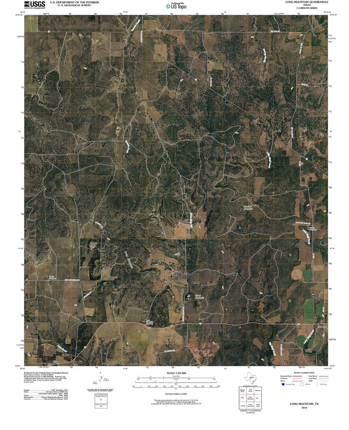 2010 Long Mountain, TX - Texas - USGS Topographic Map