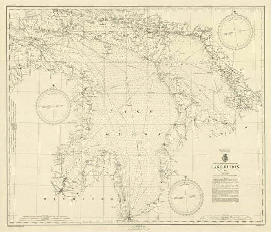 Historic Nautical Map - Lake Huron, 1944 NOAA Chart - Vintage Wall Art