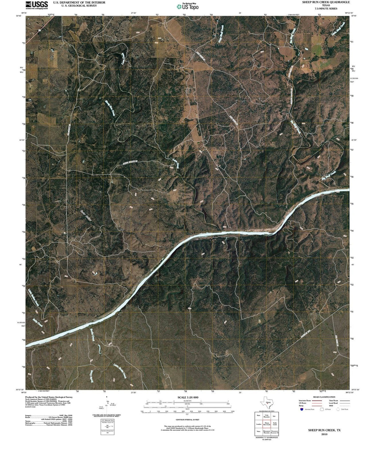 2010 Sheep Run Creek, TX - Texas - USGS Topographic Map