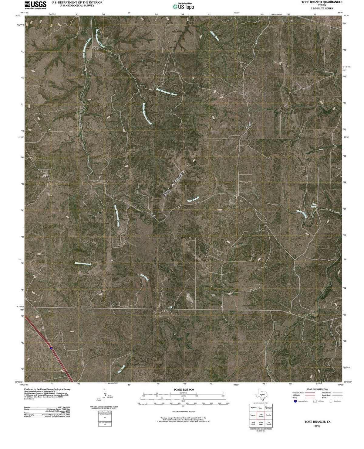 2010 Tobe Branch, TX - Texas - USGS Topographic Map