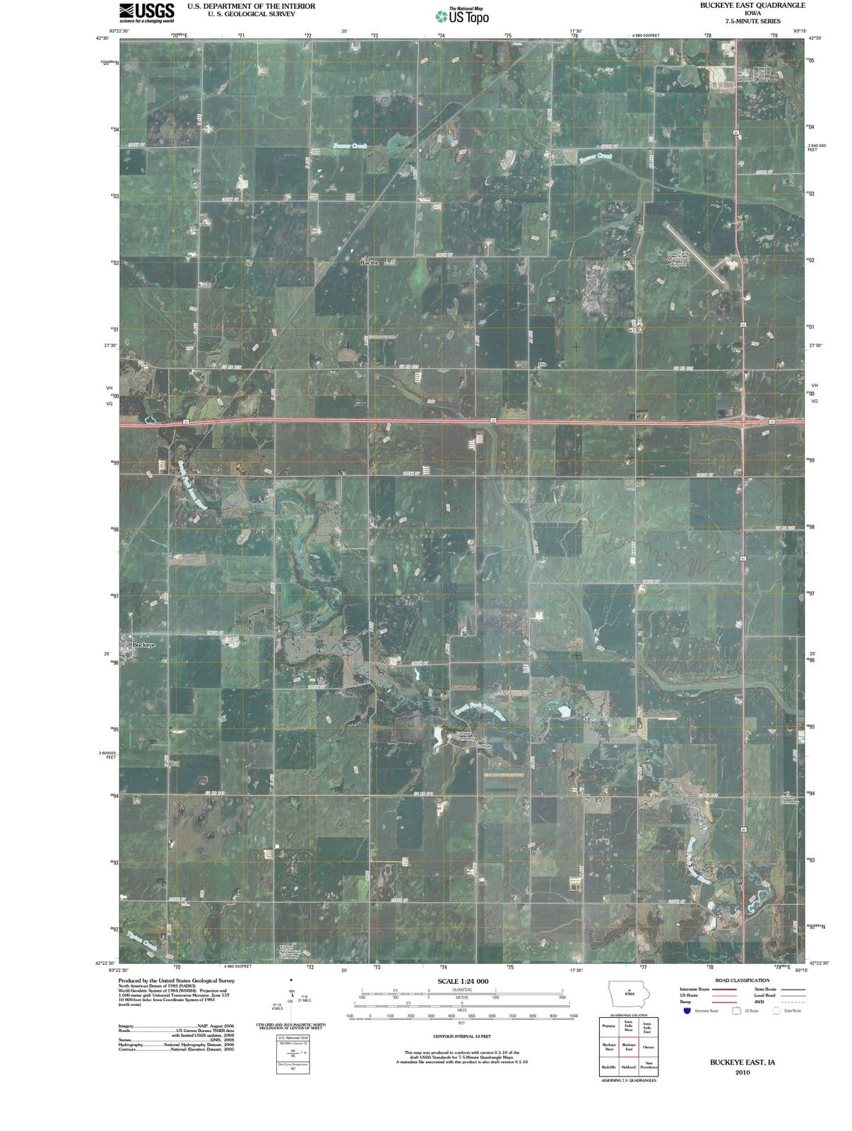 2010 Buckeye East, IA - Iowa - USGS Topographic Map