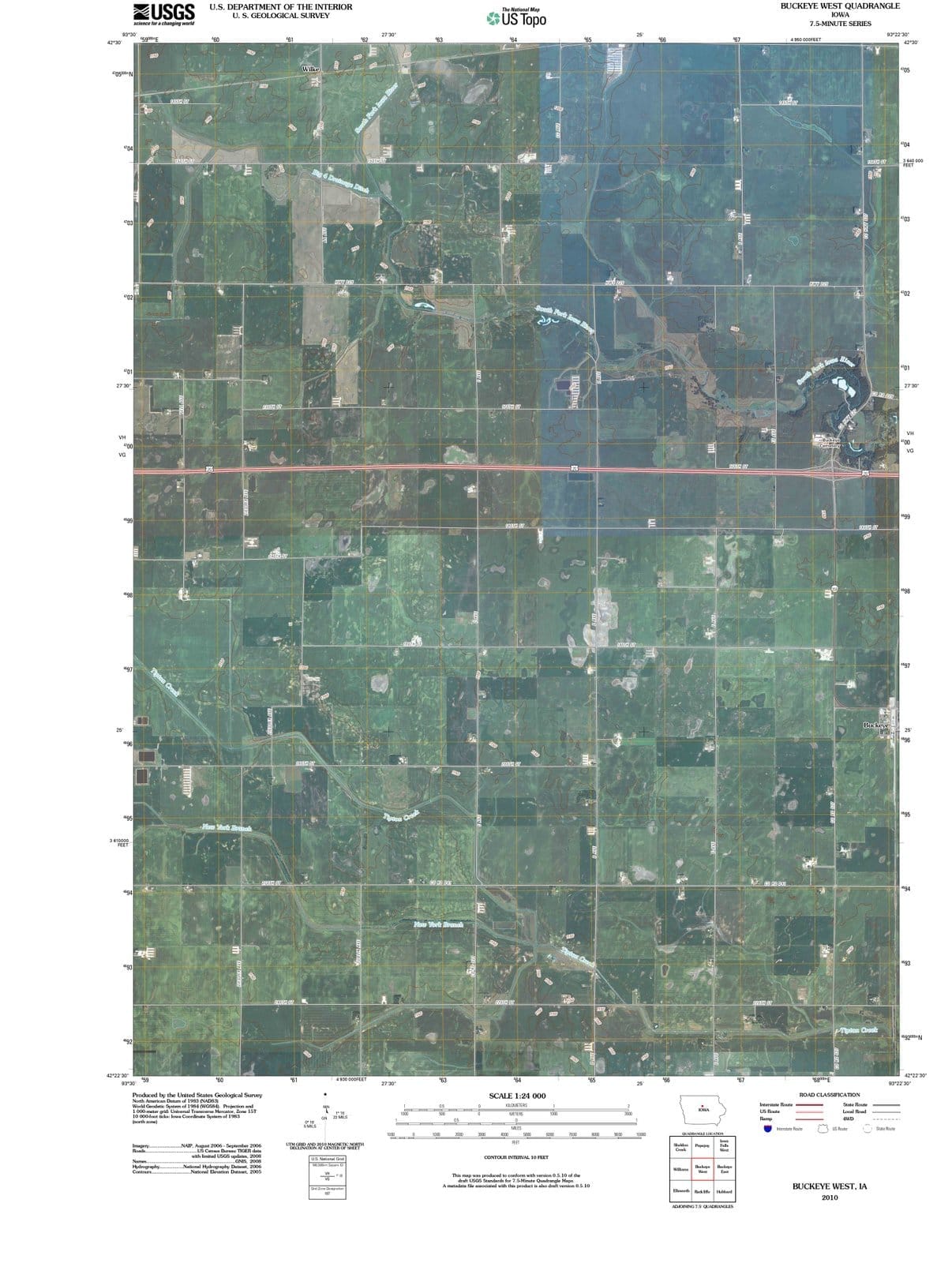 2010 Buckeye West, IA - Iowa - USGS Topographic Map