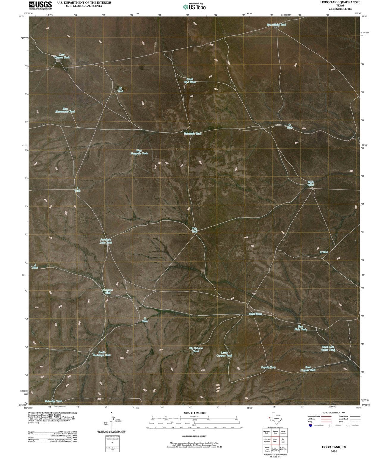 2010 Hobo Tank, TX - Texas - USGS Topographic Map