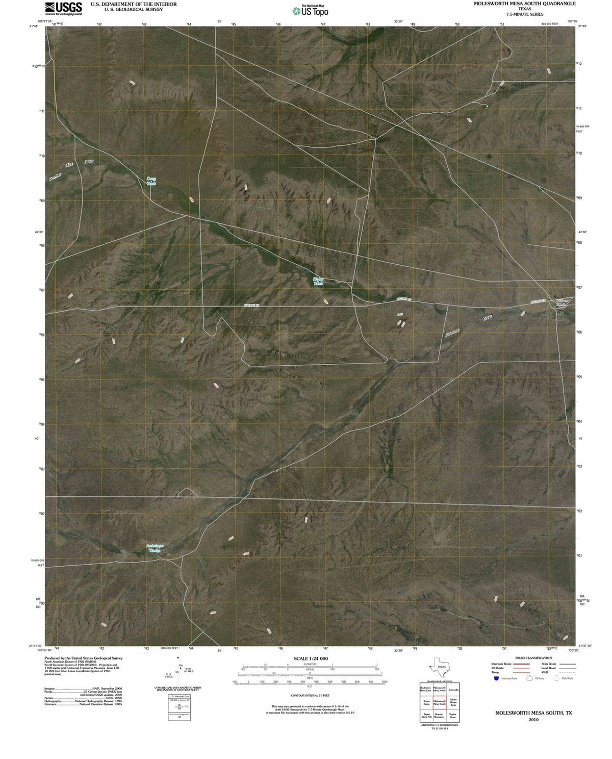 2010 Molesworth Mesa South, TX - Texas - USGS Topographic Map