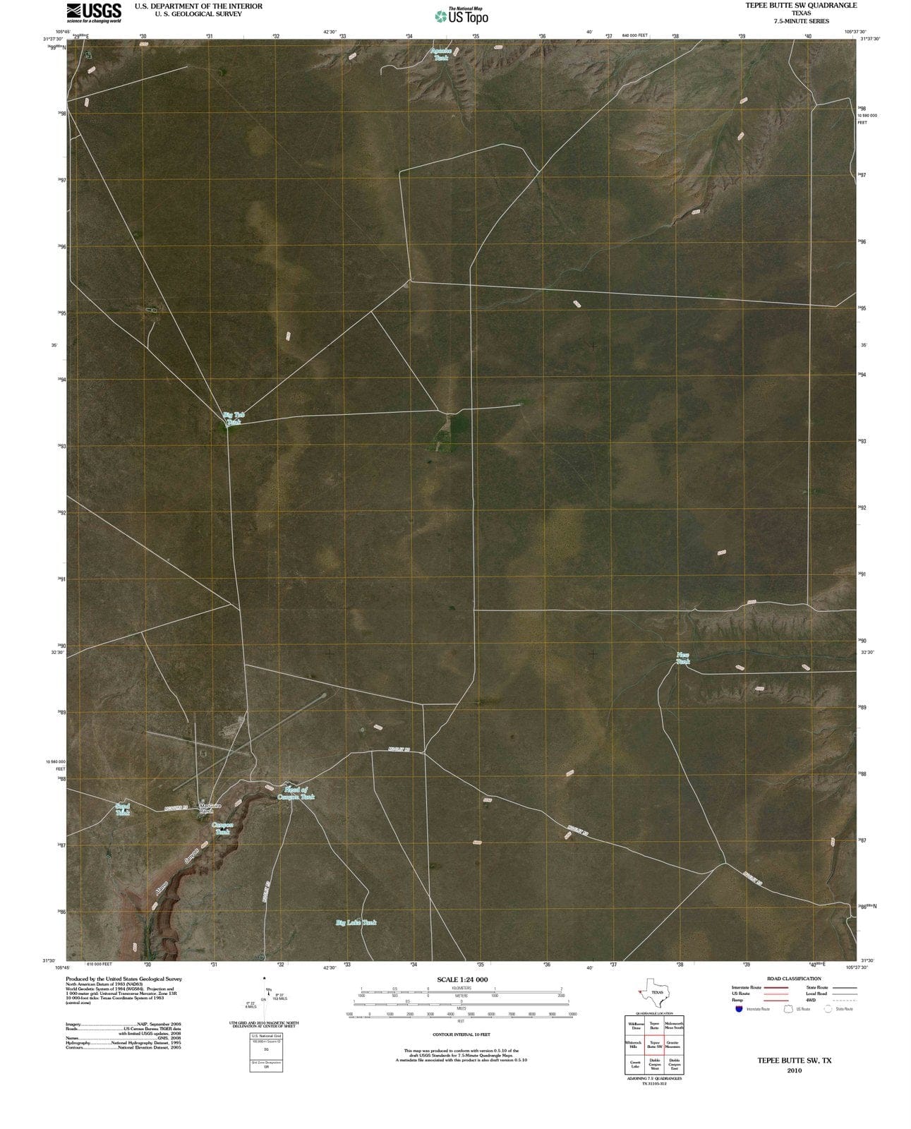 2010 Tepee Butte, TX - Texas - USGS Topographic Map