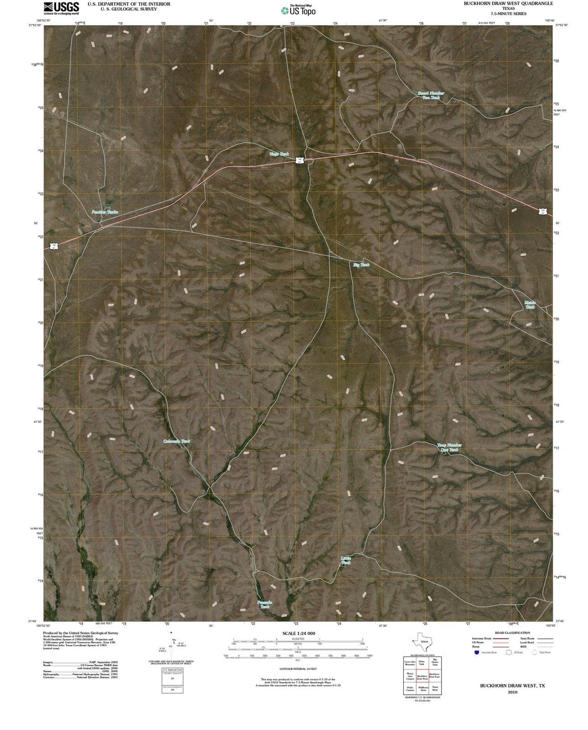 2010 Buckhornraw West, TX - Texas - USGS Topographic Map