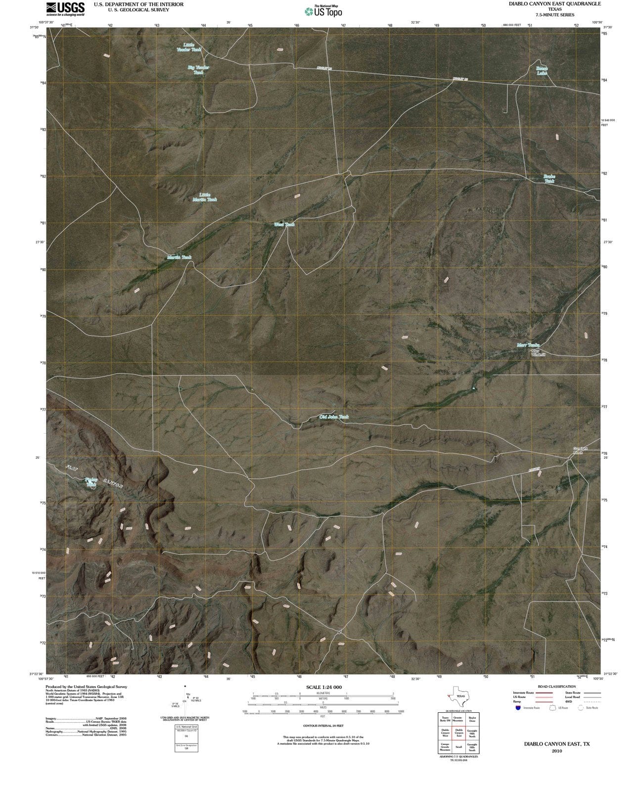 2010 Diablo Canyon East, TX - Texas - USGS Topographic Map