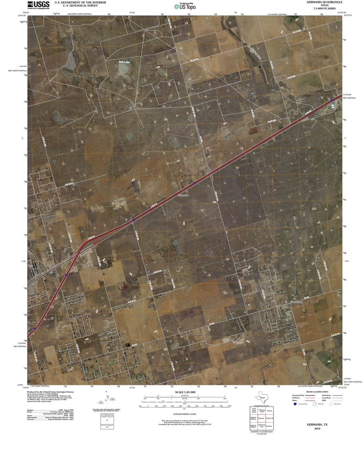 2010 Germania, TX - Texas - USGS Topographic Map