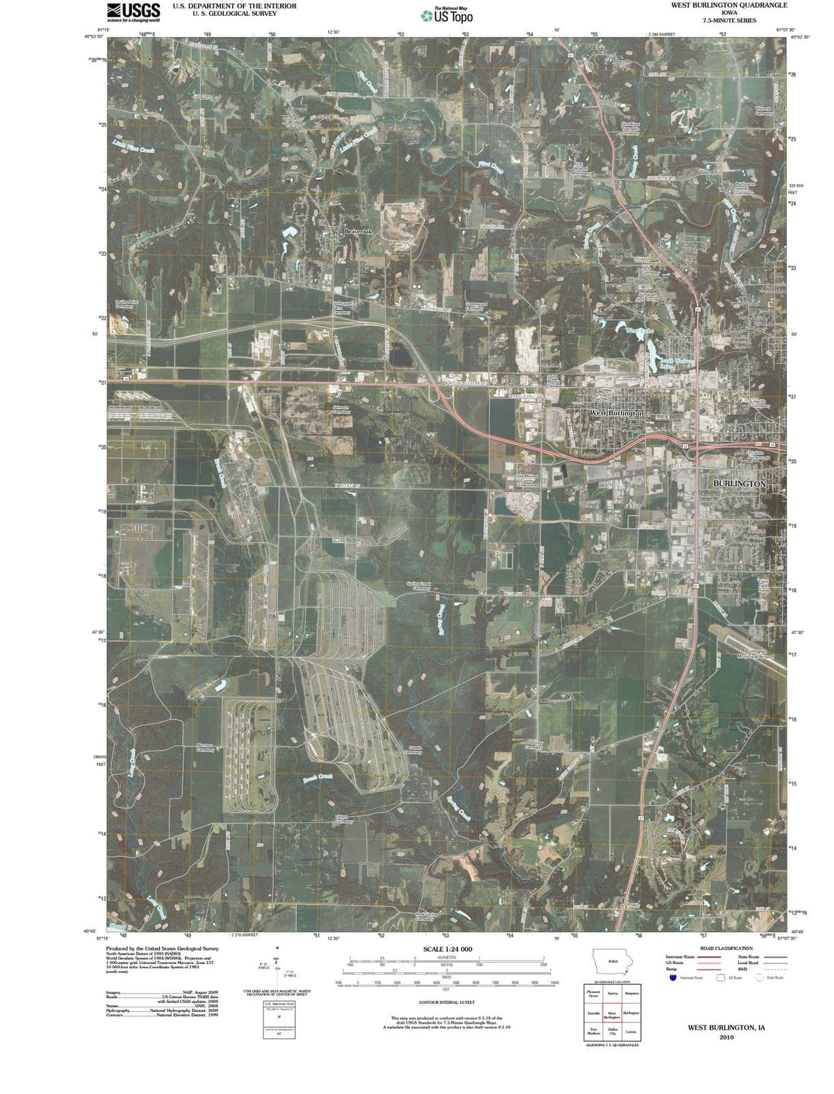 2010 West Burlington, IA - Iowa - USGS Topographic Map